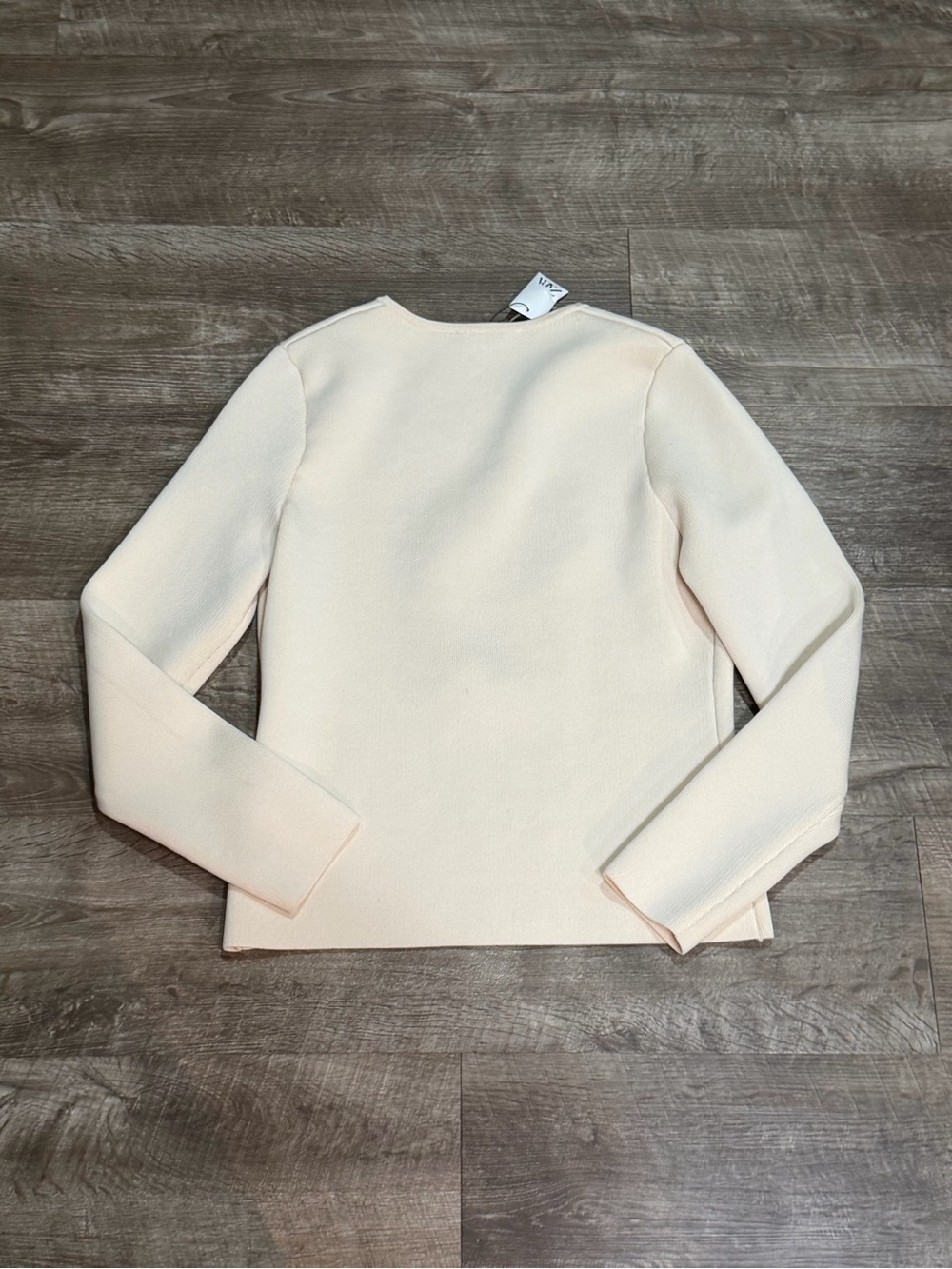 NWT. Zara Ivory Viscose Blend Tailored Knit Cardigan/Blazer. Size L - Picture 6 of 7